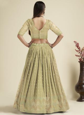 Cream Georgette Party Wear Lehenga Choli with Sequins Work