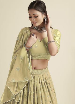 Cream Georgette Party Wear Lehenga Choli with Sequins Work