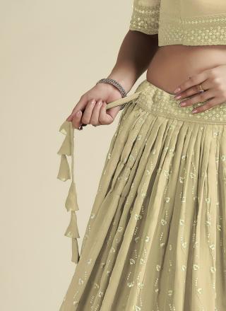 Cream Georgette Party Wear Lehenga Choli with Sequins Work