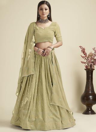 Cream Georgette Party Wear Lehenga Choli with Sequins Work