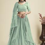 Green Georgette Party Wear Lehenga Choli with Sequins Work