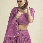 Pink Georgette Party Wear Lehenga Choli with Sequins Work