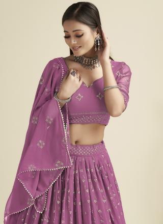 Pink Georgette Party Wear Lehenga Choli with Sequins Work