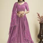 Pink Georgette Party Wear Lehenga Choli with Sequins Work