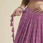 Pink Georgette Party Wear Lehenga Choli with Sequins Work