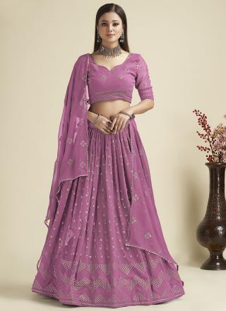 Pink Georgette Party Wear Lehenga Choli with Sequins Work