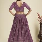 Wine Georgette Party Wear Lehenga Choli with Sequins Work