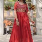 Georgette Embroidered Work Readymade Designer Gown