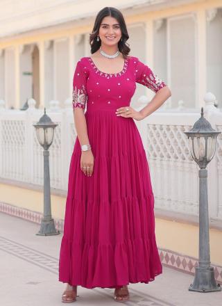 Georgette Embroidered Work Readymade Classic Gown