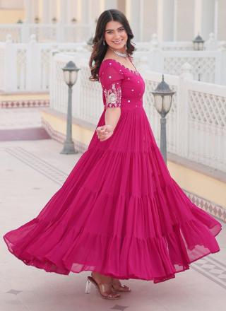 Georgette Embroidered Work Readymade Classic Gown