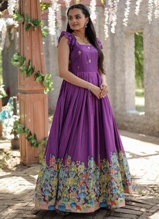 Dola Silk Work Readymade Floor Length Gown