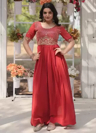 Georgette Embroidered Work Readymade Designer Gown