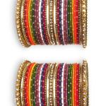 Artistic Gold Rhodium Polish Stone Work Bangles