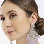 Catchy Silver Rhodium Polish Bead Work Earrings