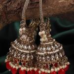 Elegant Gold Rhodium Polish Alloy Earrings with Bead Work for Festivals