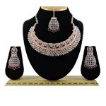 Praiseworthy Maroon and White Stone Work Alloy Necklace Set