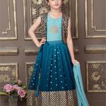 Navy Blue Georgette Kids Lehenga Choli