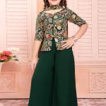 Georgette Green Party Wear Embroidery Work Kids Salwar Suit