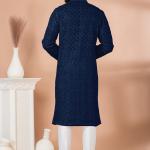 Navy Blue Viscose Readymade Kurta Pajama with Sequins Work for Festival Wear