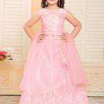 Net Pink Party Wear Embroidery Work Kids Lehenga Choli