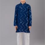 Royal Blue Georgette Embroidered Kurta Pajama for Festival Wear (Kids)