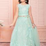 Net Pista Green Party Wear Embroidery Work Kids Lehenga Choli