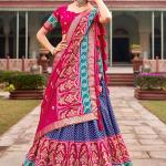 Blue Tussar Silk Traditional Wear Foil Printed Lehenga Choli