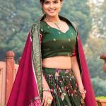 Tussar Silk Digital Print Work A Line Lehenga Choli