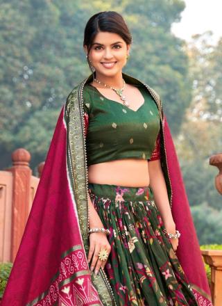 Tussar Silk Digital Print Work A Line Lehenga Choli