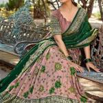 Tussar Silk Green and Salmon Designer Lehenga Choli