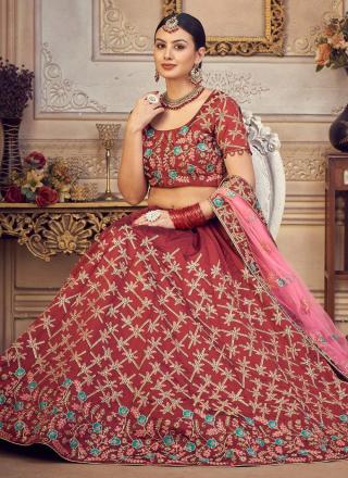 Lehenga Choli Designer Tendance en Soie Taffetas Brodé