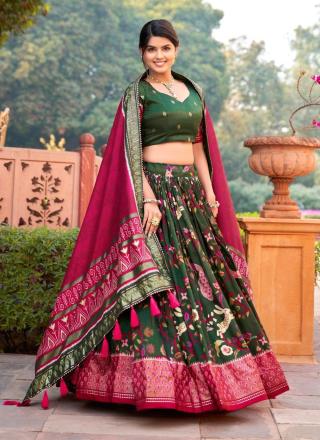 Tussar Silk Digital Print Work A Line Lehenga Choli