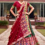 Green Tussar Silk Traditional Wear Foil Printed Lehenga Choli