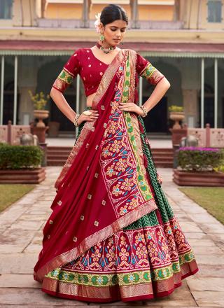 Green Tussar Silk Traditional Wear Foil Printed Lehenga Choli