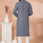 Grey Georgette Readymade Kurta Pajama with Sequins Work for Festival Wear