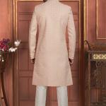 Pink Dhupion Art Silk Readymade Sherwani with Thread Work for Wedding Wear