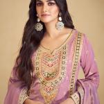 Shimmer Silk Pink Wedding Wear Embroidery Work Readymade Plazzo Suit