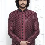 Rose Pink Art Silk Readymade Sherwani with Embroidery Work for Wedding Wear