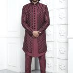 Rose Pink Art Silk Readymade Sherwani with Embroidery Work for Wedding Wear