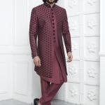 Rose Pink Art Silk Readymade Sherwani with Embroidery Work for Wedding Wear