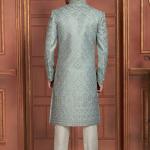 Sky Blue Dhupion Art Silk Readymade Sherwani with Thread Work for Wedding Wear