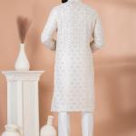 White Georgette Readymade Kurta Pajama with Sequins Work for Festival Wear