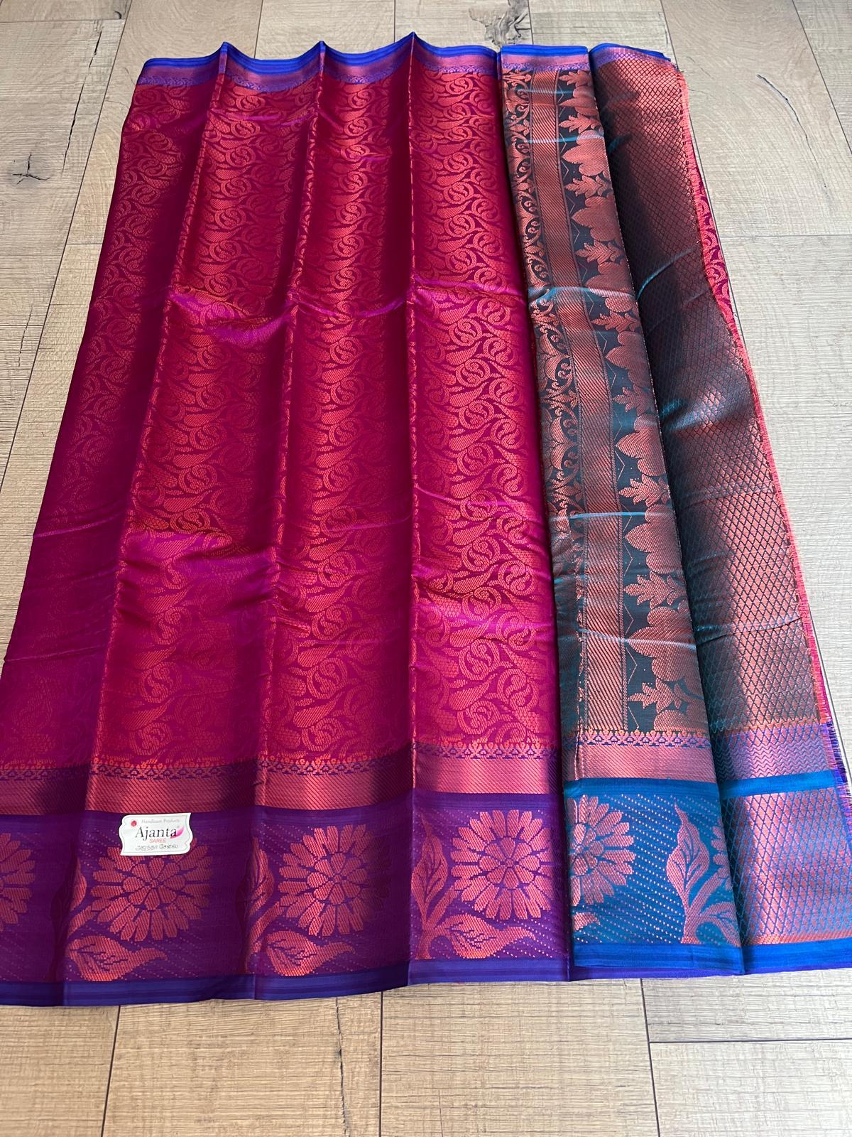 Hand-woven sari for women with blouse part -Ajanta Saree