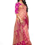 Woven Banarasi Jacquard Saree (Pink & Magenta) with Blouse material