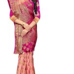 Woven Banarasi Jacquard Saree (Pink & Magenta) with Blouse material