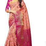 Woven Banarasi Jacquard Saree (Pink & Magenta) with Blouse material