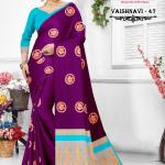 Borderless Saree with Contrast Blouse-Vaishnavi Semi Silk D47