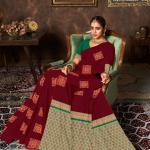 Borderless Saree with Contrast Blouse-Vaishnavi Semi Silk D44