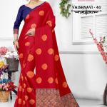 Borderless Saree with Contrast Blouse-Vaishnavi Semi Silk D40