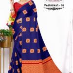 Borderless Saree with Contrast Blouse-Vaishnavi Semi Silk D38